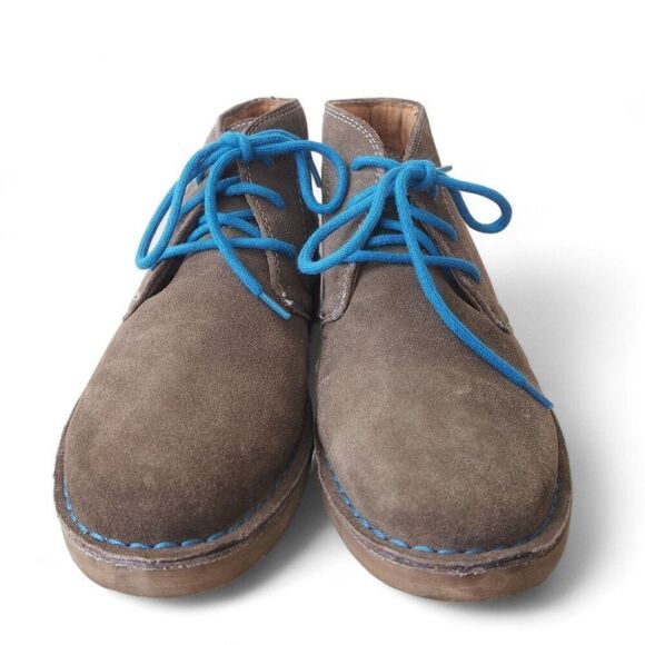 Eddie Bauer Bruce Suede Chukka Ankle Boots Grey / Blue Laces & Stitching Men 10M - Picture 3 of 11